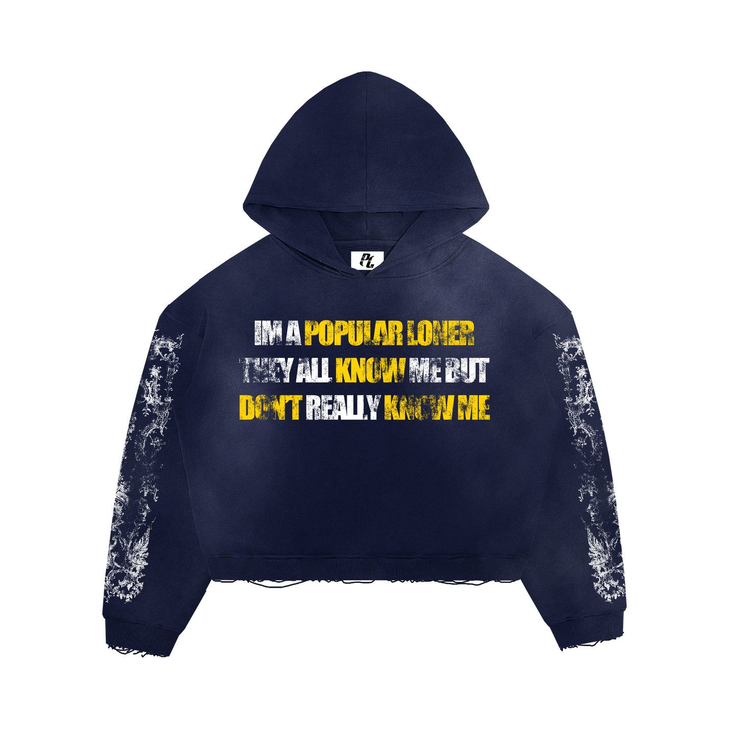 Popular Loner " Know Me But Don't Know Me " Navy Blue Hoodie